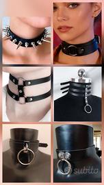 collare choker pelle gothic punk rave metal rock 