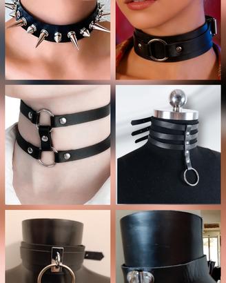 collare choker pelle gothic punk rave metal rock 