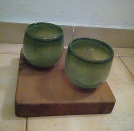 Coppia vasetti in vetro soffiato di Murano