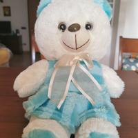 orsetto peluche bianco e celeste