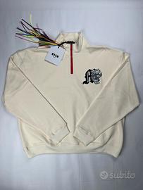 Felpa con Zip Panna MSGM