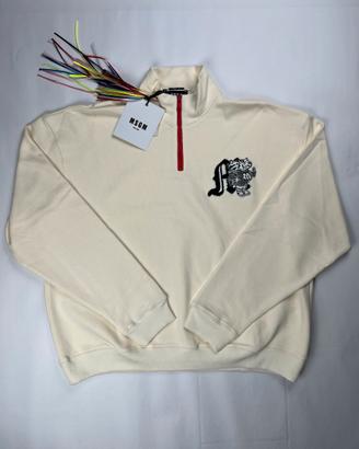 Felpa con Zip Panna MSGM