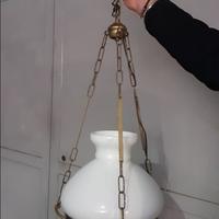 Lampada stile vintage in vetro opalina bianco 