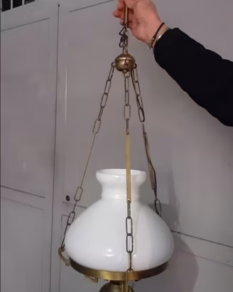 Lampada stile vintage in vetro opalina bianco 