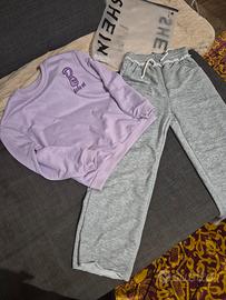 Completo tuta SHEIN felpa lilla e pantaloni grigi