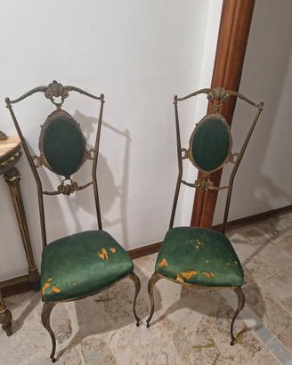 Coppia di sedie vintage stile Hollywood Regency 