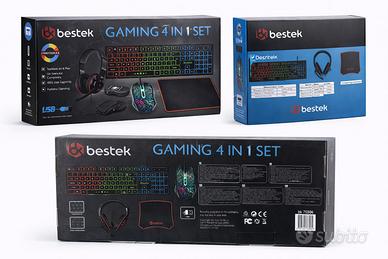 Set Gaming 4 in 1 Tastiera Mouse Cuffie Tappetino