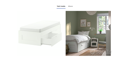 struttura letto BRIMNES con cassetti