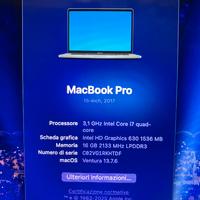MacBook Pro 15" Touch Bar intel i7-1TB - 16Gb
