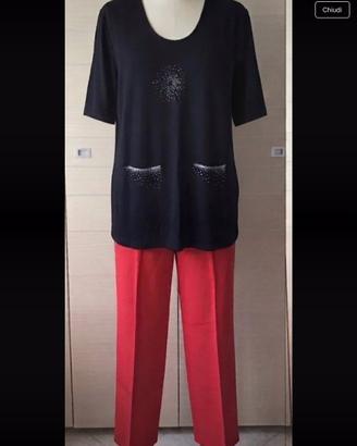 Completo: pantalone rosso con maglietta nera