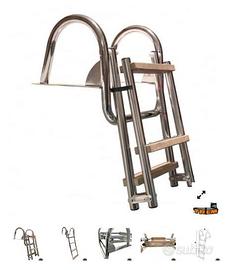 Scaletta di poppa pieghevole inox e legno