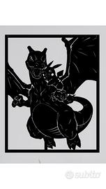 Charizard e Pikachu quadro in metallo 