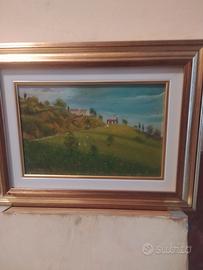 Quadro dipinto a olio - Paesaggio collinare