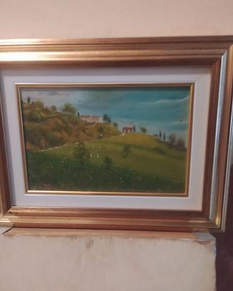 Quadro dipinto a olio - Paesaggio collinare