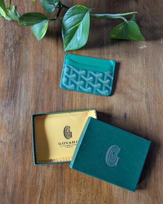 portacarte goyard  verde nuovo con set