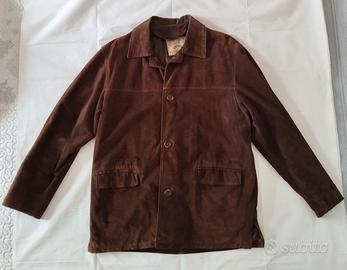 Giacca lunga trapuntata in pelle scamosciata