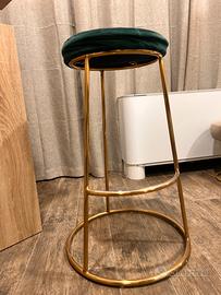 Sgabello in velluto colore verde petrolio