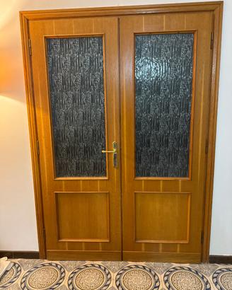 Porte a battente X interno in legno con intarsi