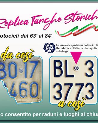 Targa storica moto vespa dal 63 al 84