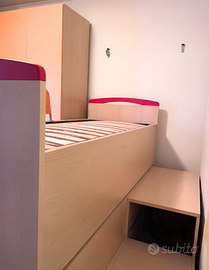Letto a castello salvaspazio con cassettoni