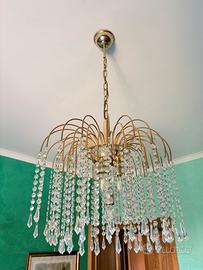 Lampadario a gocce  in cristallo + 2 lampade