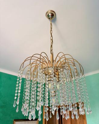 Lampadario a gocce  in cristallo + 2 lampade