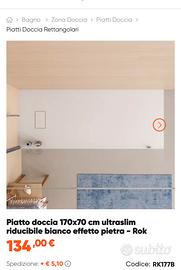 Piatto doccia 70x170 tagliabile in resina Glasston