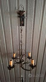 Lampadario ferro battuto 4 luci