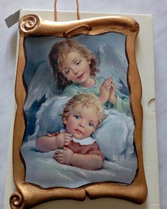 PERGAMENA ANGELO CUSTODE E MAMMA CON BAMBINO.