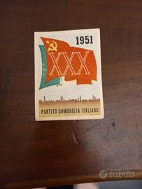 tessera trentennale Partito Comunista Italiano 