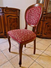 Sedie L. Filippo legno noce e tessuto rosso