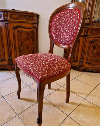 Sedie L. Filippo legno noce e tessuto rosso