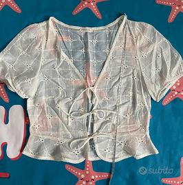 Blusa Stradivarius effetto sangallo nuova