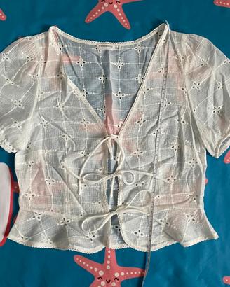 Blusa Stradivarius effetto sangallo nuova