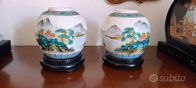 Coppia vasi cinesi porcellana Jingdezhen vintage