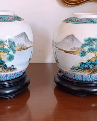 Coppia vasi cinesi porcellana Jingdezhen vintage