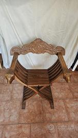 Sedia Savonarola, legno puro