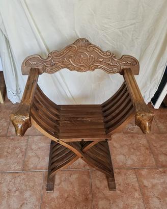 Sedia Savonarola, legno puro
