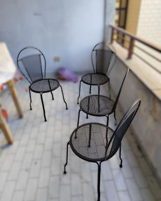 4 sedie da giardino /interno/terraz in ferro pieno