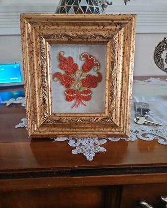 quadretto in corallo e oro