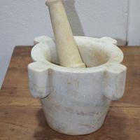 GRANDE MORTAIO D'EPOCA IN MARMO CON PESTELLO 7 kg
