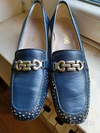 SCARPE VERA PELLE BLU -NUOVE- N.40/41