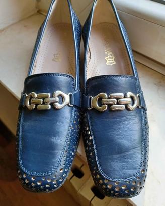 SCARPE VERA PELLE BLU -NUOVE- N.40/41