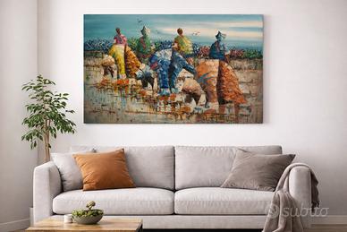 Quadro moderno risaia asiatica a olio su tela
