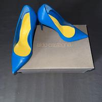 Décolleté Aldo Castagna blu pelle nappa 35 nuove