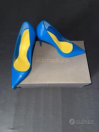 Décolleté Aldo Castagna blu pelle nappa 35 nuove