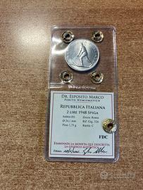 moneta da lire 2 del 1948 in FDC