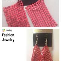 Orecchini Fashion Jewelry , colore rosso, luminosi