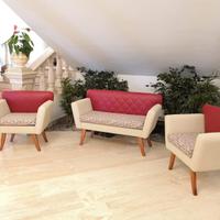 2 Set divano design  finta pelle seduta in tessuto