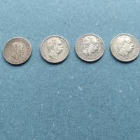 4 Monete d'Argento da 2 Lire Regno d'Italia 